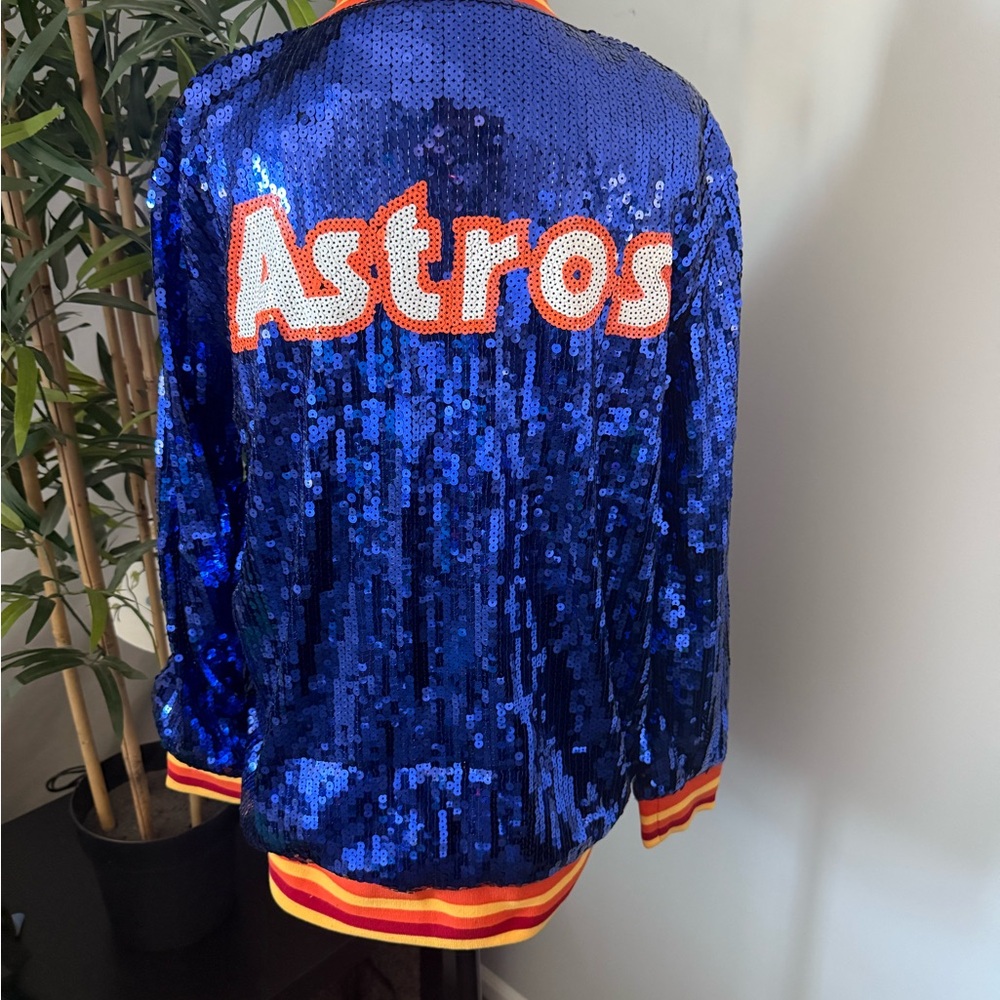 Houston Astros Jacket Size Large Woman Sequin Glitter Coat New - Picture 4 of 4